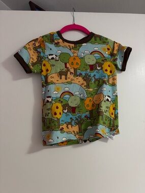 Kids Scenic Farm Print T-Shirt - Green & Blue